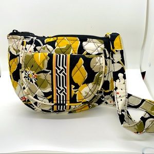 Vera Bradley black and yellow floral crossbody